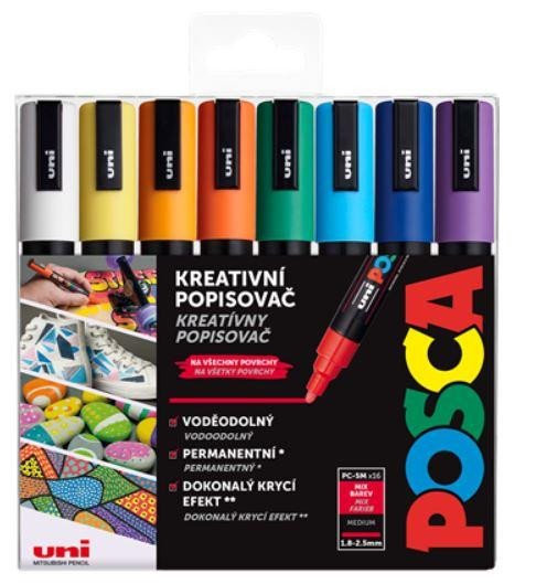 Book Posca sada popisovačů PC-5M 1,8 - 2,5 mm - mix barev (16 ks) 