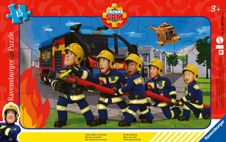 Játék Ravensburger Kinderpuzzle 12001030 - Unsere Retter im Einsatz - 15 Teile Fireman Sam Rahmenpuzzle für Kinder ab 3 Jahren 