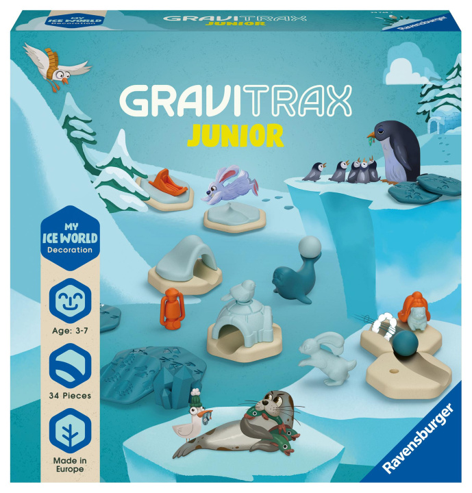 Game/Toy Ravensburger GraviTrax Junior Extension Ice - Erweiterbare Kugelbahn für Kinder, Murmelbahn überwiegend aus nachwachsenden Rohstoffen mit Themenwelten 