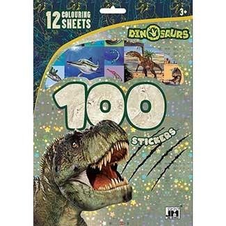 Książka Dinosauři - 100 samolepek s omalovánkovými listy 