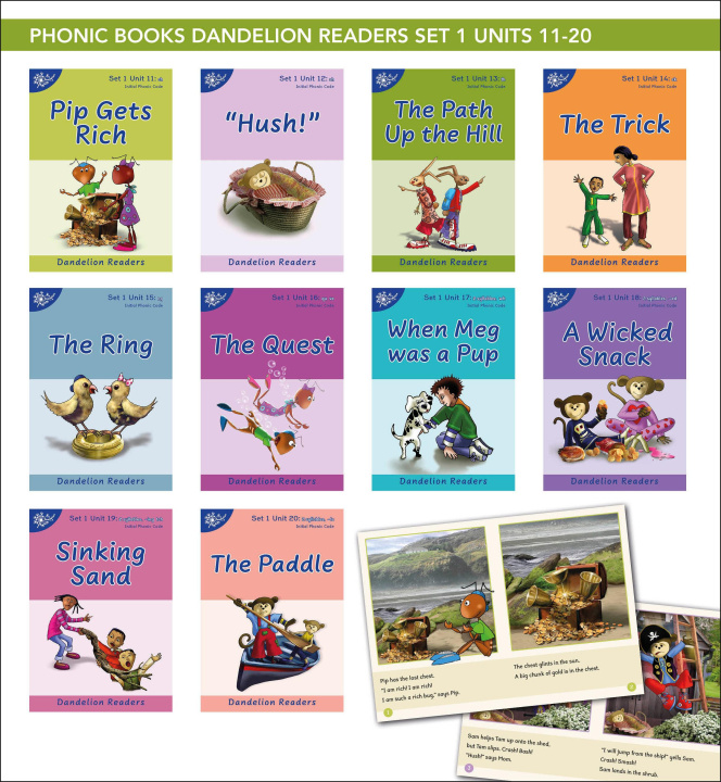 Kniha Phonic Books Dandelion Readers Set 1 Units 11-20 (Two-Letter Spellings Sh, Ch, Th, Ng, Qu, Wh, -Ed, -Ing, Le): Decodable Books for Beginner Readers Tw 