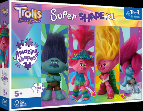 Joc / Jucărie Puzzle Super Shape XL Trollové 3 Trollí hrátky 104 dílků 