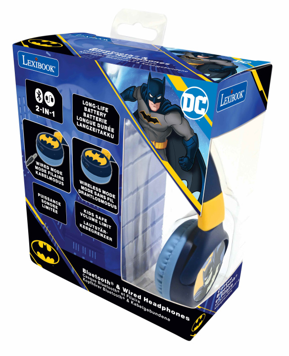 Kniha Składane słuchawki Batman 2 w 1 Bluetooth i przewodowe z zabezpieczeniem głośności dla dzieci HPBT010BAT 