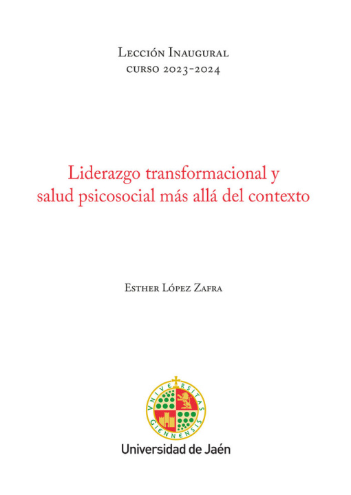 Kniha LIDERAZGO TRANSFORMACIONAL Y SALUD PSICOSOCIAL MAS ALLA DEL LOPEZ ZAFRA