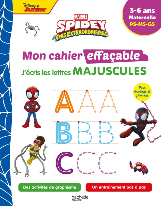Libro Disney - Spidey et ses amis extraordinaires - Mon cahier effaçable - J'écris les lettres majuscules Hachette Education