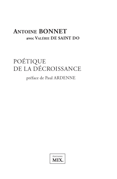 Buch Poétique de la décroissance Bonnet