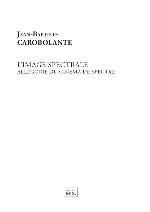 Kniha L'image spectrale Carobolante