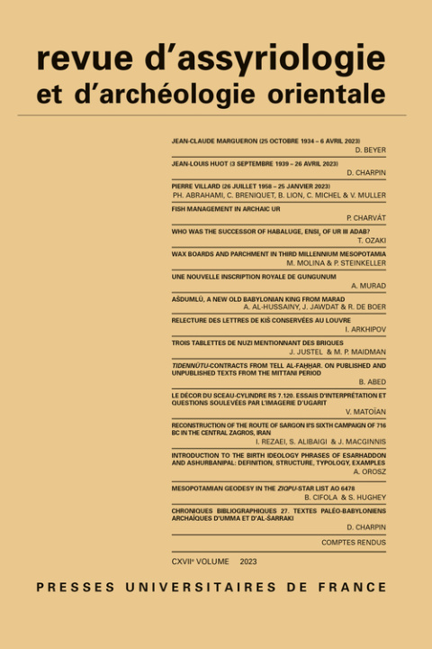 Kniha Revue d'assyriologie 2023, vol. 117 