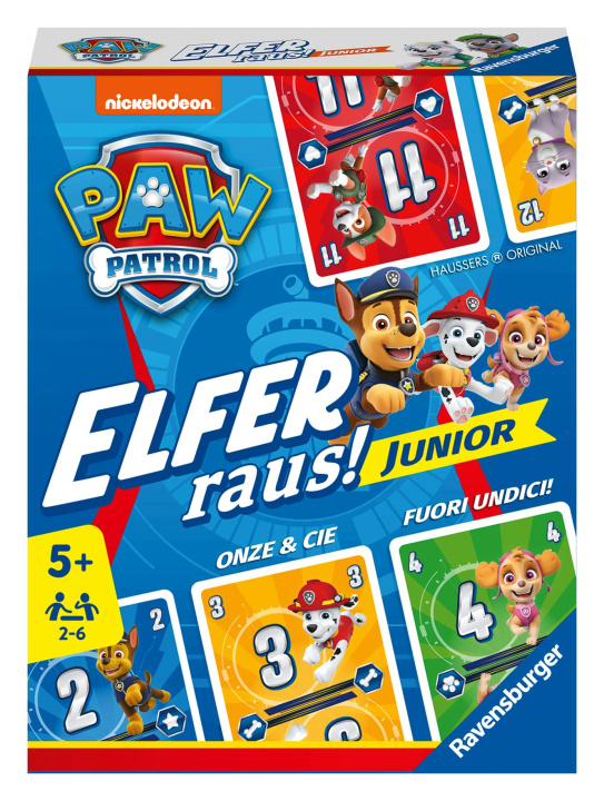 Játék Ravensburger 20953 PAW Patrol Elfer raus! Junior - Einfaches Kartenspiel für 2-6 Spieler ab 5 Jahren 