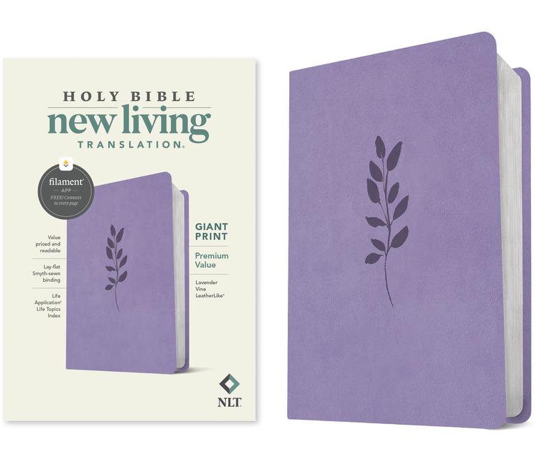 Kniha NLT Giant Print Premium Value Bible, Filament-Enabled Edition (Leatherlike, Lavender Vine) 