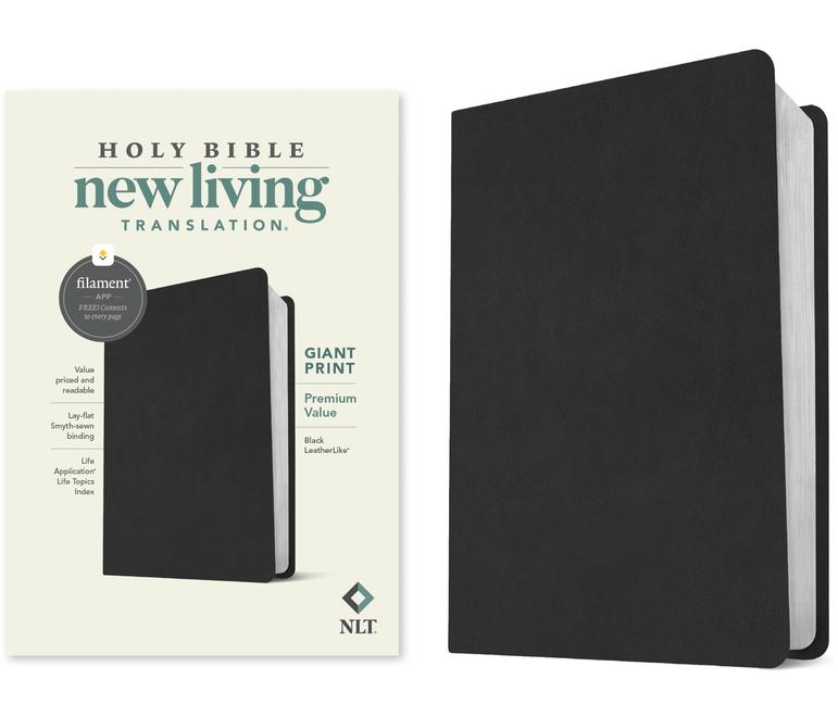 Kniha NLT Giant Print Premium Value Bible, Filament-Enabled Edition (Leatherlike, Black) 