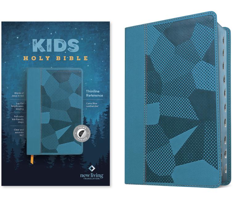 Kniha NLT Kids Bible, Thinline Reference Edition (Leatherlike, Camo Blue, Indexed, Red Letter) 