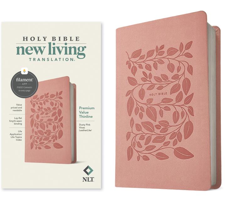 Book NLT Premium Value Thinline Bible, Filament-Enabled Edition (Leatherlike, Dusty Pink Vines) 