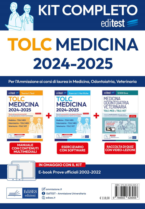 Carte TOLC Medicina 2024-2025. Manuale di teoria e test per l'ammissione ai corsi di laurea in medicina, odontoiatria e veterinaria. Kit completo 