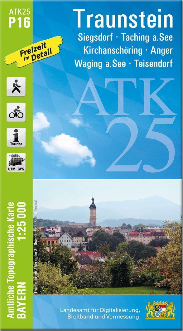 Tiskovina ATK25-P16 Traunstein (Amtliche Topographische Karte 1:25000) Landesamt für Digitalisierung