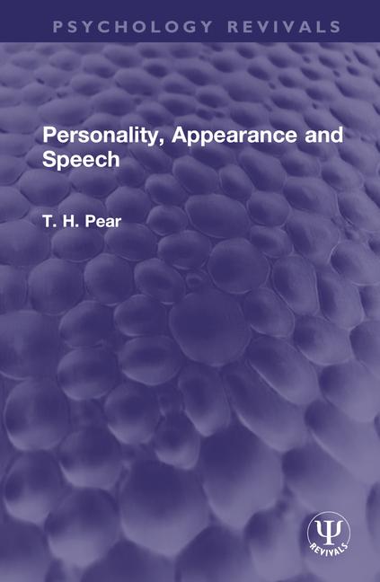 Boek Personality, Appearance and Speech T. H. Pear