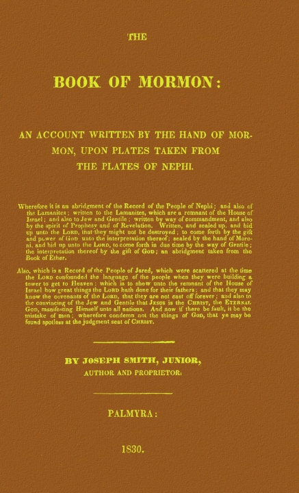 Kniha Book of Mormon 1830 Replica 