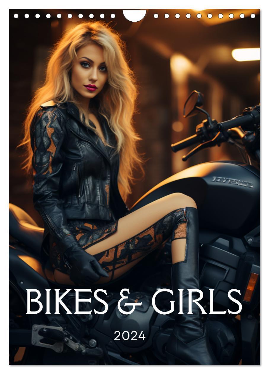 Calendar / Agendă Bikes and Girls: Sexy Mädels auf heißen Mottorrädern (Wandkalender 2024 DIN A4 hoch), CALVENDO Monatskalender 