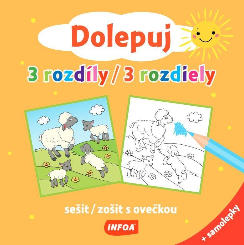 Knjiga Dolepuj 3 rozdíly / 3 rozdiely - sešit/ zošit s ovečkou + samolepky 