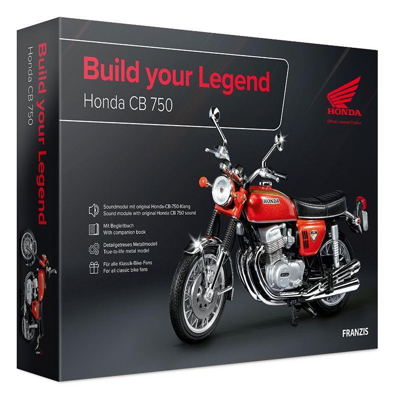 Carte Honda CB 750 Build your Legend, Metall Modellbausatz im Maßstab 1:24, inkl. Soundmodul und 68-seitigem Begleitbuch 