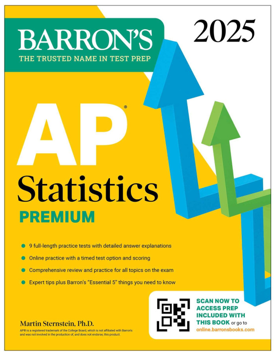 Könyv AP Statistics Premium, 2025: 9 Practice Tests + Comprehensive Review + Online Practice 