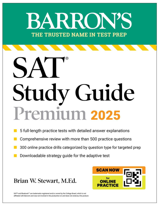 Book SAT Premium Study Guide 2025: 5 Practice Tests + Comprehensive Review + Online Practice 