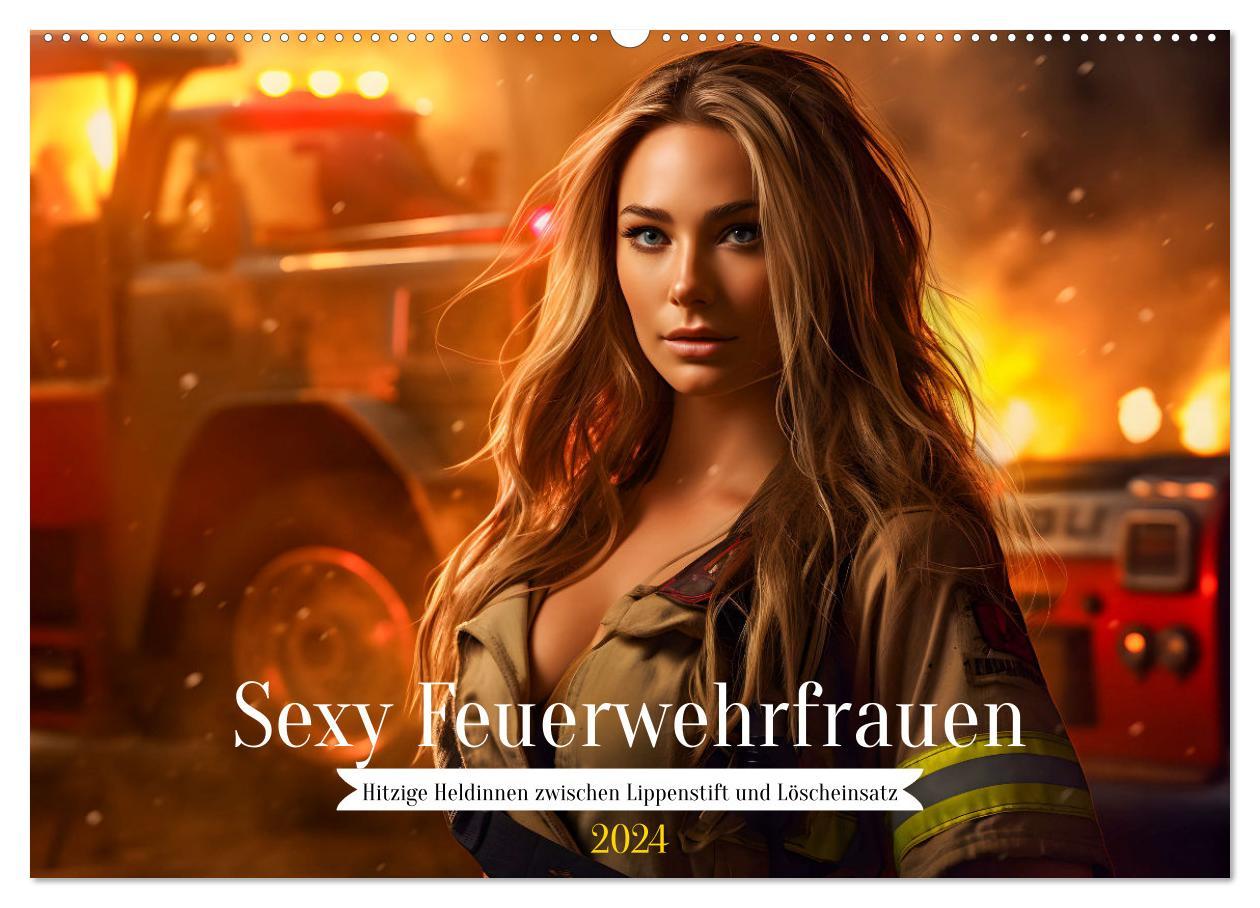 Kalendarz/Pamiętnik Sexy Feuerwehrfrauen: Hitzige Heldinnen zwischen Lippenstift und Löscheinsatz (Wandkalender 2024 DIN A2 quer), CALVENDO Monatskalender 