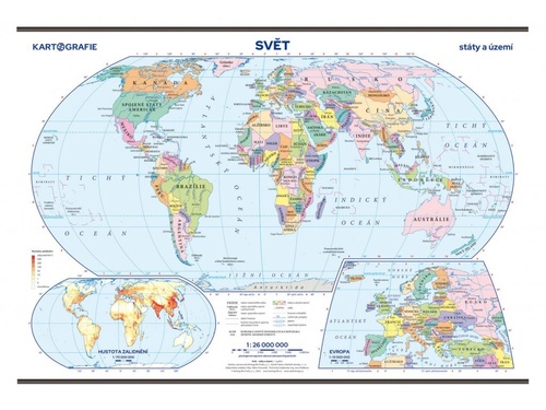 Tiskovina Svět – státy a území, školní nástěnná mapa 1:26 000 000 