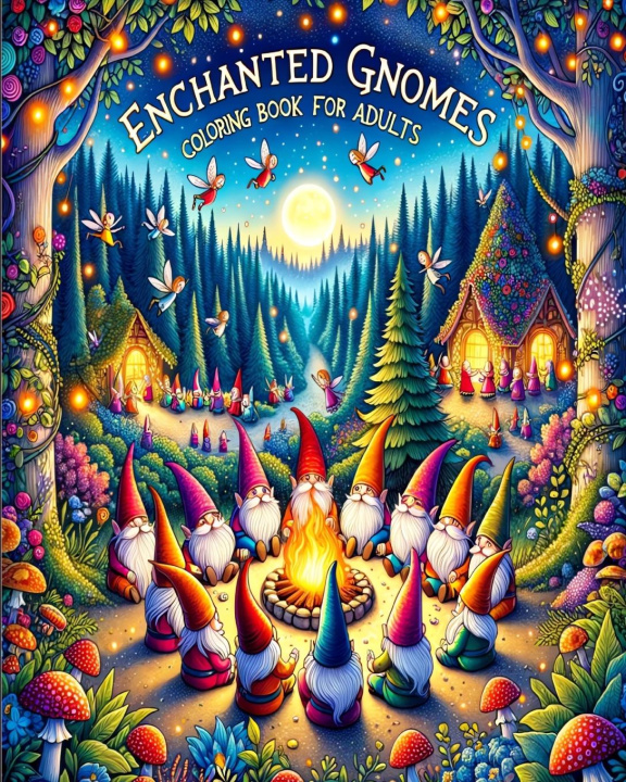 Книга Enchanted Gnomes Coloring Book for Adults 