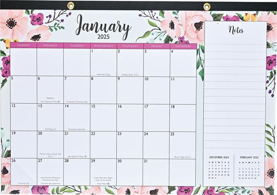 Kalendarz/Pamiętnik 2025 Floral Desk Pad and Wall Calendar (11 X 17) 