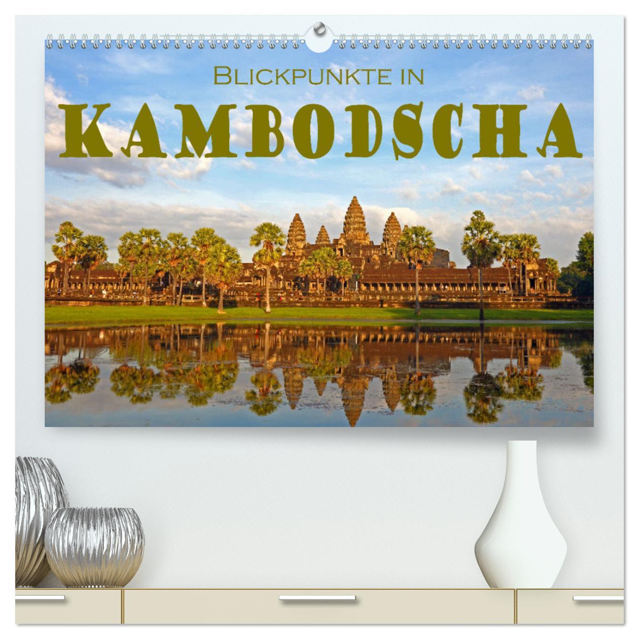 Calendar / Agendă Blickpunkte in Kambodscha (hochwertiger Premium Wandkalender 2024 DIN A2 quer), Kunstdruck in Hochglanz 