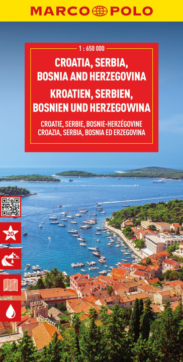 Tiskovina MARCO POLO Reisekarte Kroatien, Serbien, Bosnien und Herzegowina 1:650.000 
