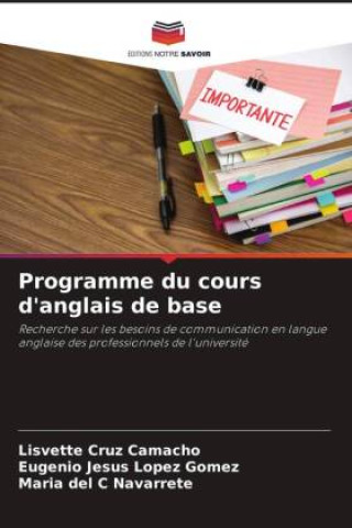 Kniha Programme du cours d'anglais de base Lisvette Cruz Camacho