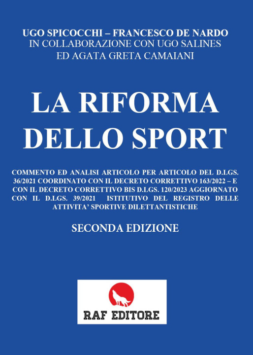 Kniha riforma dello sport Ugo Spicocchi