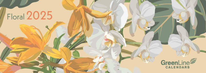Naptár/Határidőnapló GreenLine Floral 2025 - Tischquerkalender - Tischkalender - Blumen - 29,7x10,5 