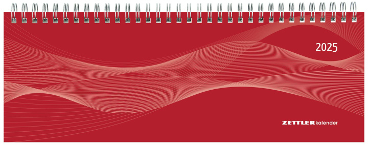 Calendar / Agendă Tisch-Querkalender Profi rot 2025 - Büro-Planer 29,7x10,5 cm - Tisch-Kalender - 1 Woche 2 Seiten - Ringbindung - Zettler 