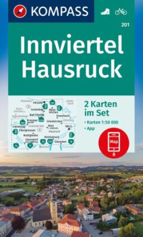 Nyomtatványok KOMPASS Wanderkarten-Set 201 Innviertel, Hausruck (2 Karten) 1:50.000 