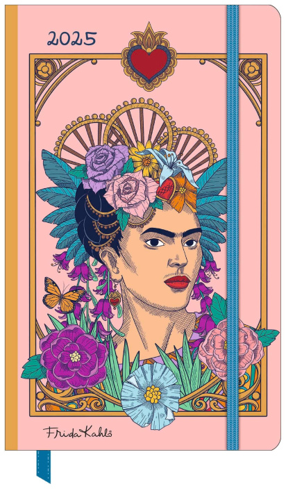 Kalendář/Diář Frida Kahlo Wochen-Notizkalender groß 2025 - Taschen-Kalender 13x21 cm - mit Verschlussband & Falttasche - Weekly 