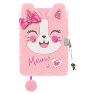 Kniha Pamiętnik A5 Włochacz z kłódką 3D Pink Kitty 