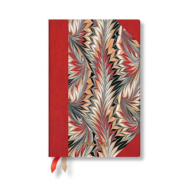 Calendar/Diary Paperblanks 2024-25 Rubedo Cockerell Marbled Paper 18-Month Mini Horizontal Weekly Elastic Band 208 Pg 80 GSM 