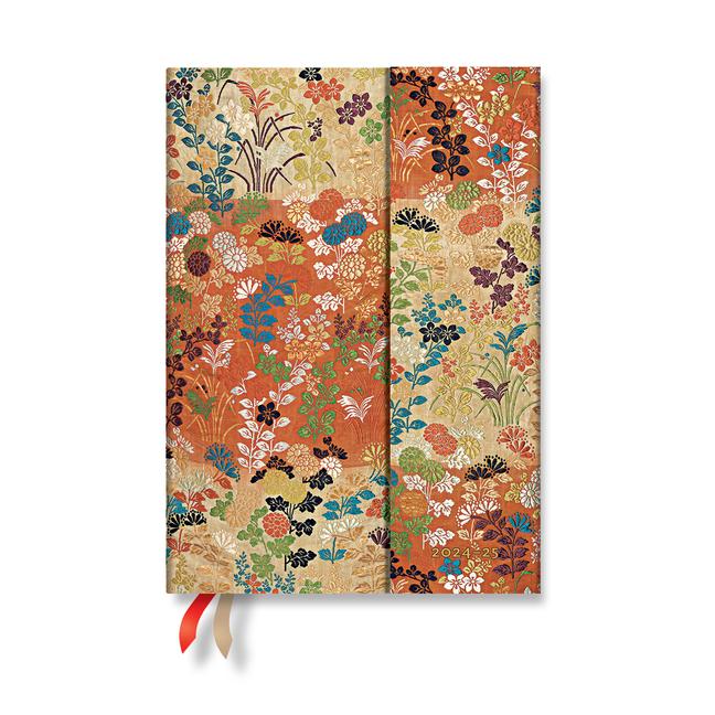 Calendar / Agendă Paperblanks 2024-25 Kara-Ori Japanese Kimono 18-Month MIDI Horizontal Weekly Wrap 208 Pg 80 GSM 
