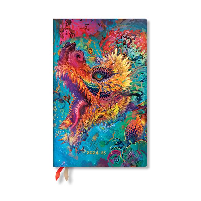 Календар/тефтер Paperblanks 2024-25 Humming Dragon Android Jones Collection 18-Month Maxi Vertical Weekly Elastic Band 208 Pg 80 GSM 