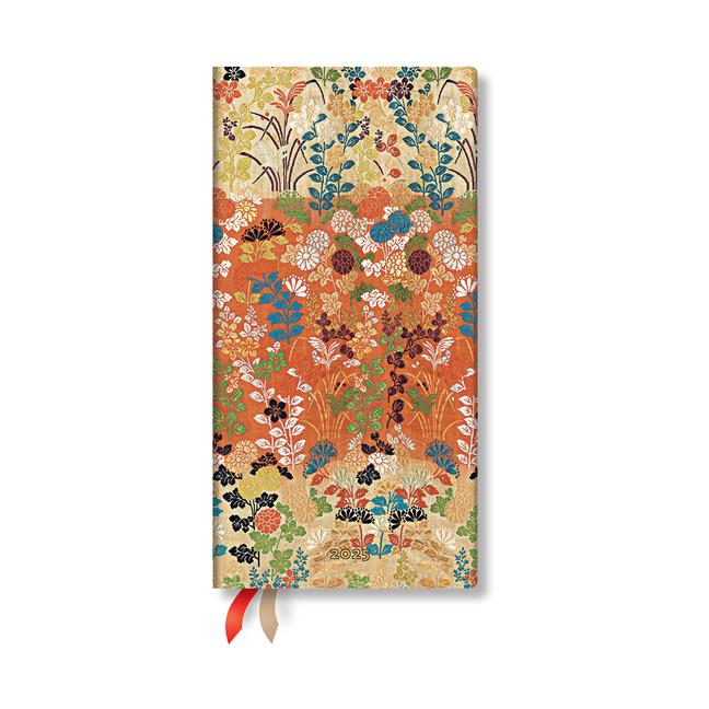 Kalendár/Diár Paperblanks 2025 Kara-Ori Japanese Kimono 12-Month Slim Horizontal Weekly Elastic Band 160 Pg 100 GSM 