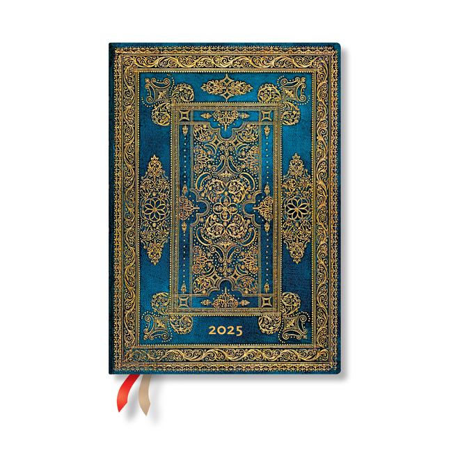 Календар/тефтер Paperblanks 2025 Blue Luxe Luxe Design 12-Month MIDI Day-At-A-Time Elastic Band 416 Pg 80 GSM 