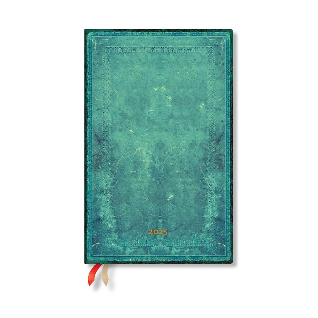 Kalendár/Diár Paperblanks 2025 Weekly Planner French Pacific Blue Bold Old Leather Collection 12-Month Maxi Horizontal Elastic Band 160 Pg 100 GSM 