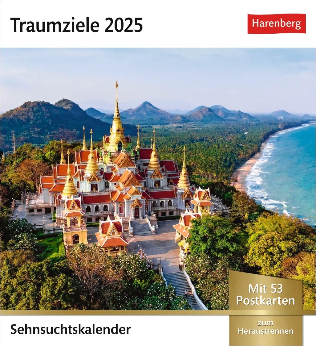 Kalendarz/Pamiętnik Traumziele Sehnsuchtskalender 2025 - Wochenkalender mit 53 Postkarten 