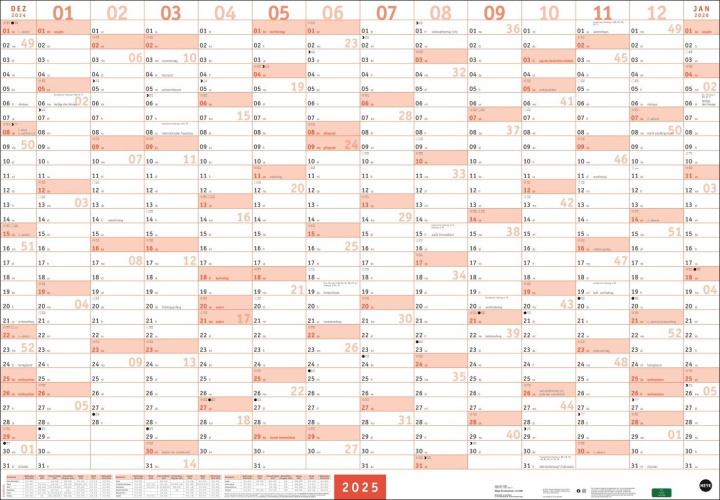 Calendar/Diary Mega-Posterplaner, rot 2025 