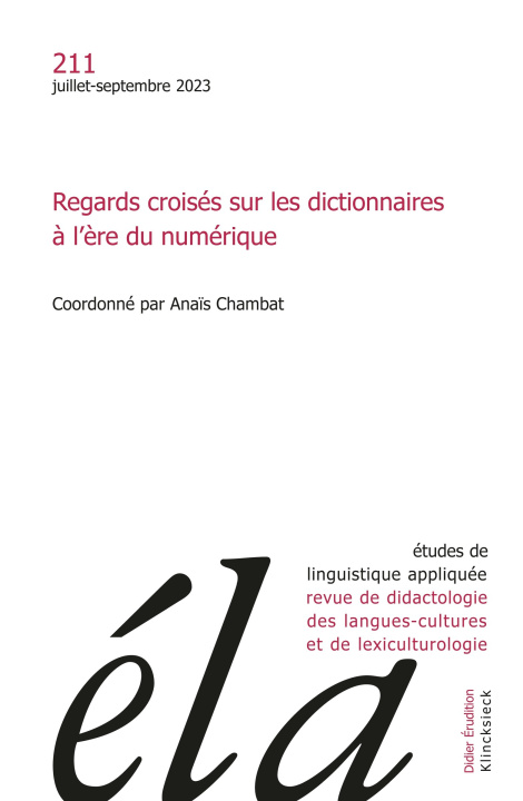 Книга Etudes de linguistique appliquée - n°3-2023 