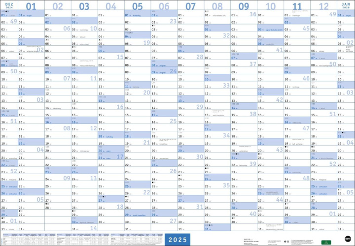 Kalendář/Diář Mega-Posterplaner, blau 2025 
