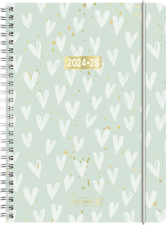 Carte Schülerkalender 2024/2025 "Hearts", 2 Seiten = 1 Woche, A5, 208 Seiten, mint 
